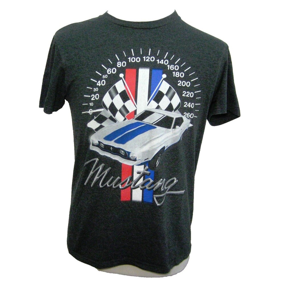 FORD MUSTANG Men's (Size Medium) Gray Short Sleeve Graphic T-Shirt Muscle Car